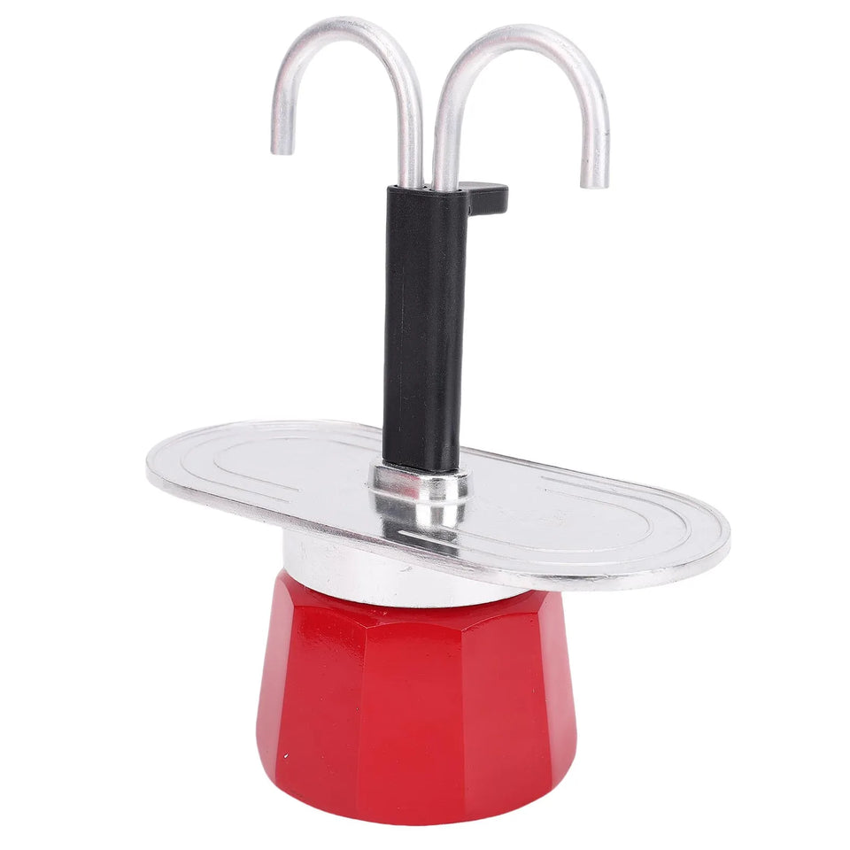100ml Stovetop Coffee Maker Aluminum Alloy Double Head Coffee Pot for Home Kitchen Outdoor Travel Camping