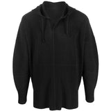 Miyake Pleated Men's Sweatshirt Hoodie Classic Pleated 2025 Summer New Tops Loose Casual Simple Drawstring Pullover Hoodie Male