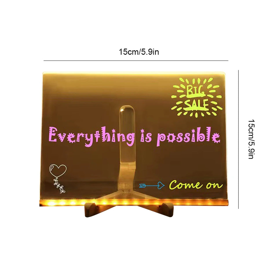 Light Up Dry Erase Board LED Letter Message Board With 7 Colorful Pens with Light Acrylic Drawing Board for Kids Birthday Gifts