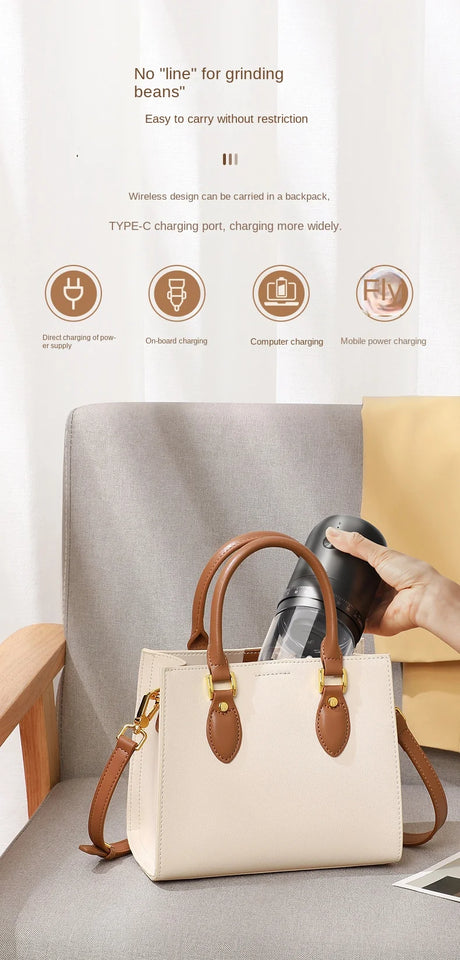 Electric Coffee Bean Grinder Rechargeable 40 Gears External Adjustable Household Portable Hand-Pour Electric Mini Coffee Grinder