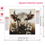 Huacan New Arrivals Diamond Painting Animal Cow 5D Diy Diamond Painting Flower Set Handmade Gift Decorations For Home