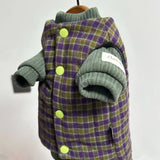 Winter Green Plaid Suit for Cats Thick Fleece Vest Warm Long Sleeves Undercoat for Hairless Cat Spring Sweatshirt for Sphynx