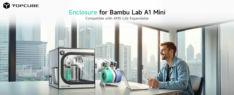 Yoopai 3D Printer Enclosure For Bambu Lab A1 mini 3D printer House Cover with LED light Constant Temperature size 46*46*55 cm