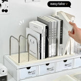 Desktop Bookshelf Book Magazine Storage Rack Desk Organizer Detachable Vertical Divided Books Holder School Office Supplies