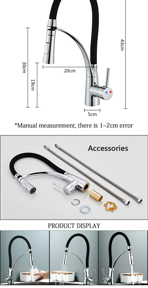 Matte Black Kitchen Sink Faucet Pull Down Swivel Spout Kitchen Sink Tap Deck Mounted Bathroom Hot and Cold Water Mixers