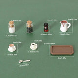 Handcrafted 7Pcs Miniature Dollhouse Coffee Cup Scene Model with Tray Plate, Perfect for Desktop Decoration