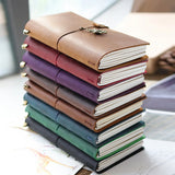 Refillable Leather Travel Notebooks Diary, Retro Handmade Leather Portable Travel Journals Sketchbook for School Office Supplies