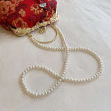 Chinese Style Embroidered Snap-button Shoulder Bags Cheongsam Traditional Exquisite Women's Handbag Red Bridal Pearl Wedding Bag