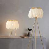 Modern Floor lamp for Living room Studio Bedroom Girl room feather lamp tripod minimal Gold floor table lamp