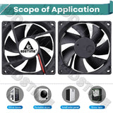 Gdstime DC 5V 12V 24V Fan 80mm*25mm PC CPU Cabinet Cooler Fan 8025 Dual Ball Axial Cooling Fan for Computer Case&Laptop Cooling