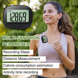 Clip-On Pedometer Electronic Pedometer Large Screen Simple Step Tracker Multifunctional for Adults Seniors Dog