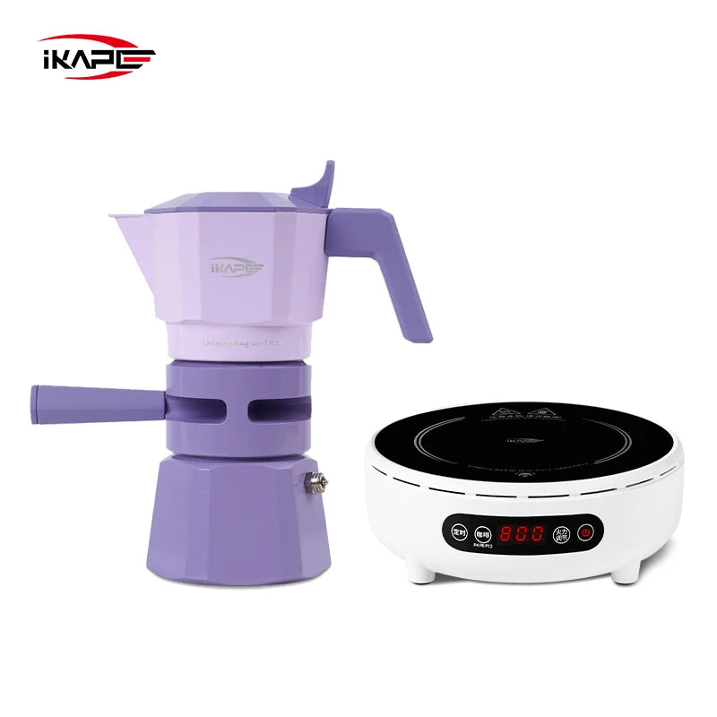 IKAPE Espresso Moka Pot and infrared ceramic hob Set,220V With Temperature Control Stovetop Espresso Machine For Coffee Lover