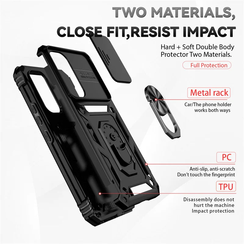 For Samsung Galaxy A14 A34 A54 5G Case Slide Camera Protect Armor Phone Case For Samsung A54 A 14 34 54 Magnet Holder Ring Cover