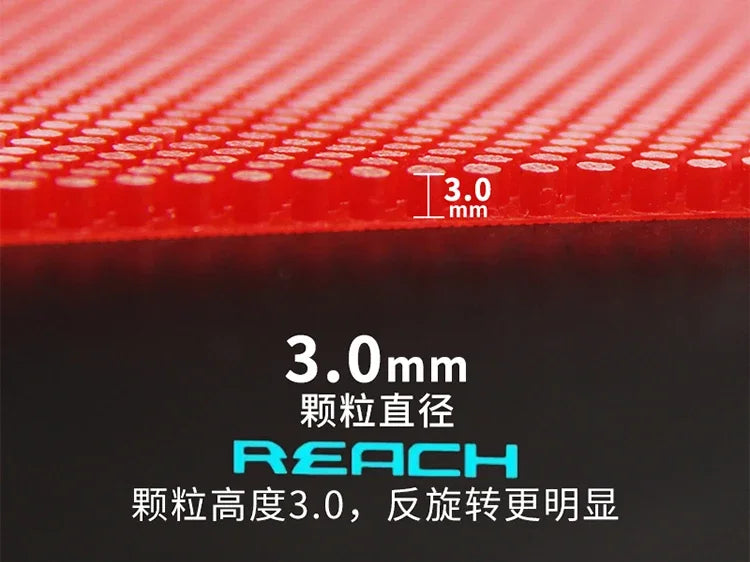 Long Pimples German REACH Table Tennis Rubber Red/Black OX 3.0mm Height Big Particles Table Tennis Rubber Sheet Strong Rotation