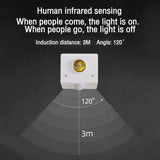 Motion Sensor Light Socket Adapter Holder with Infrared Sensor 110-240V E27 LED Bulb Base PIR Motion Detector Wall Lamp Holder
