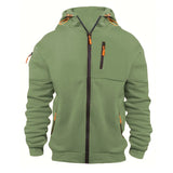 Multiple pockets and Zippers Men's Fashion Hoodie Sweatshirt Autumn Winter Cardigan Casual Clothing