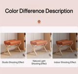 Solid Wood Shoe Changing Stool Footstool Sofa Rest Footstool, Folding Low Stool for The Entryway, Cotton-filled Cushion Stool