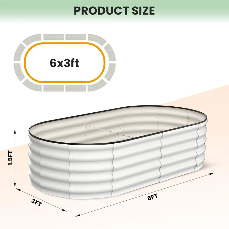 2-Pack Oval Galvanized Steel Raised Garden Bed Open Base Safety Edge Metal Planter Box Raised Beds for Vegetables Flowers Herbs