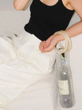 Resin Handle Wine Storage Bag Portable Czech Diamond Hand-carrying Gift Packaging Shiny Handwoven Bags Bottle jacket