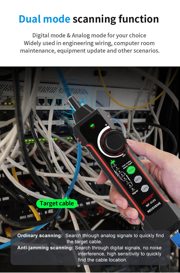 NOYAFA NF-918S Network Cable Tester Red Light Pen Wire Tracer with Optical Power Meter POE Check Wiremap Crimp Test Line Finder