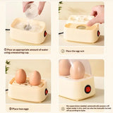 Electric Egg Boiler Automatic Cooker Rapid Egg Boiler Breakfast Machine Multi-Function Egg Cooker 2 Eggs Portable Food Steamer