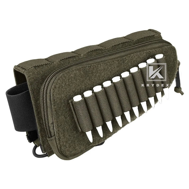 KRYDEX Tactical Rifle Stock Pack For Right Hand Cheeck Pad Buttstock Ammo Holder Hunter Utility Accessories Pouch