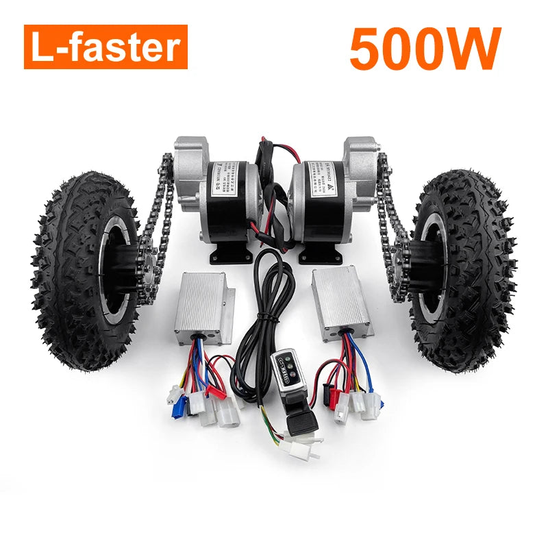 500W Dual Drive Electric Cart Conversion Kit Easy Carry 200kg 8" Wheel Set For Electrical Pull Barrow Trolley Capacity 400lbs