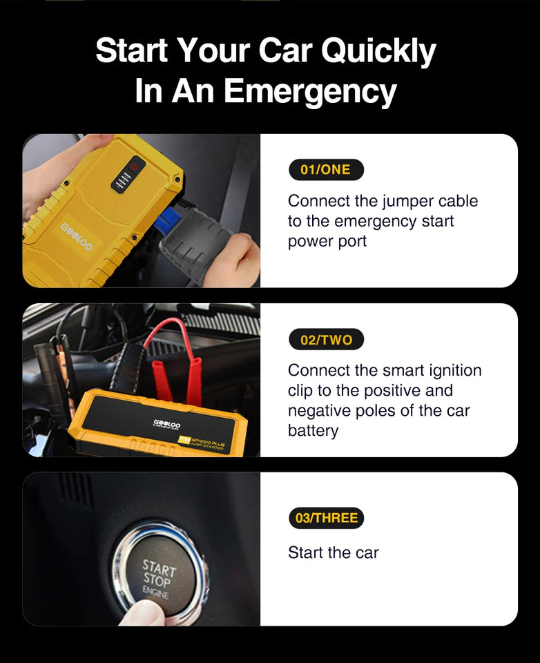 GOOLOO 4000A Start Power Bank 20000mAh Jump Starter Car Booster External Battery 12V Starting Device for Petrol Diesel Powerbank