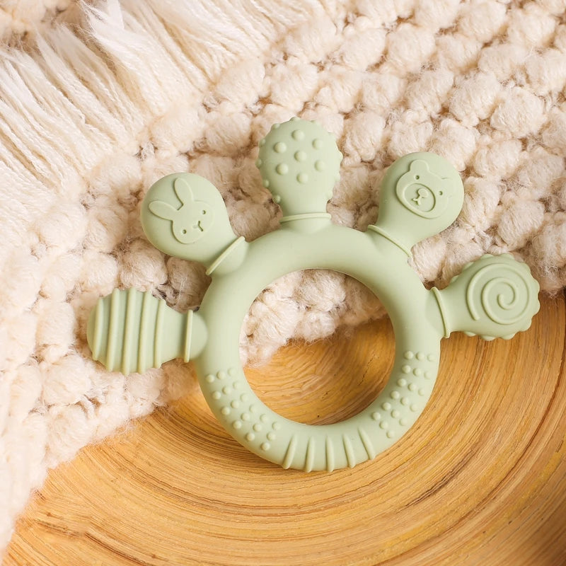 1PC Baby Silicone Teether Toys BPA Free Silicone Finger Ring Pacifier Chain Soothing Teething Toys For Newborn Teething Gifts
