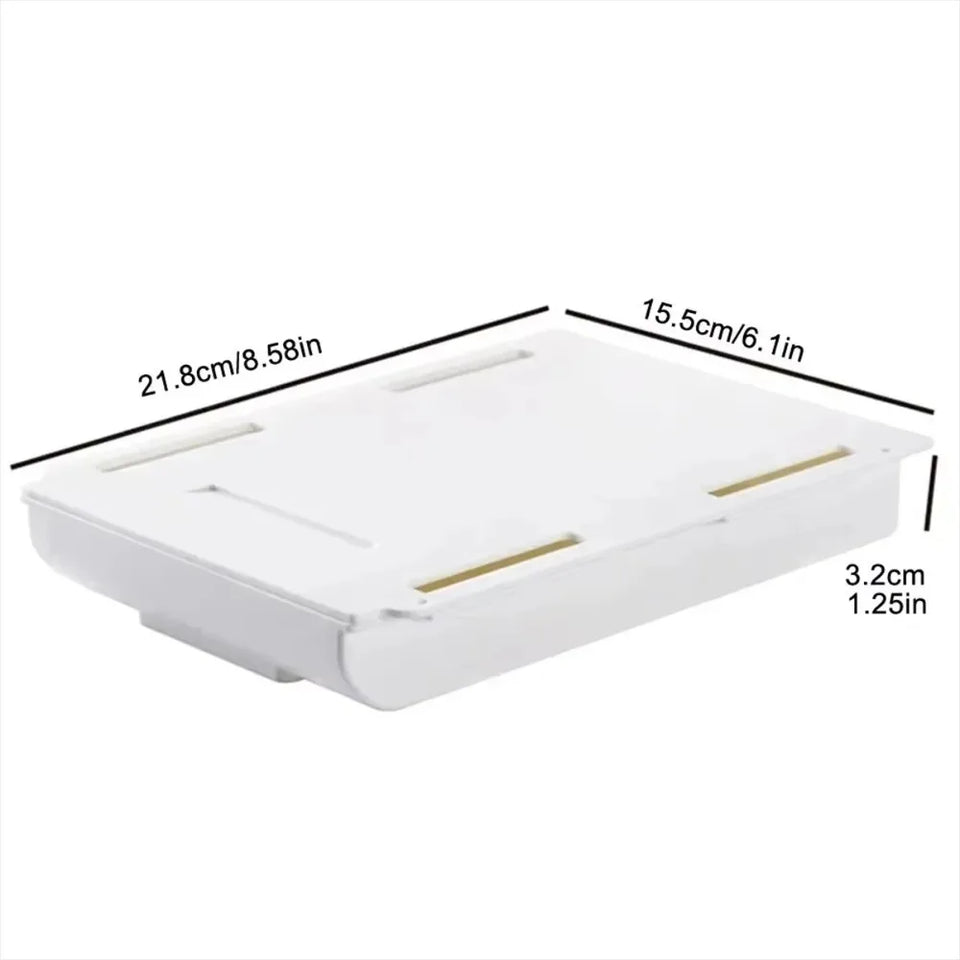 Hidden storage box, desk storage drawer, self-adhesive plastic desktop storage rack, simple clutter storage box