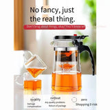 High-temperature resistant and elegant cup, household tea set, one-click tea and water filtration, glass teapot cover