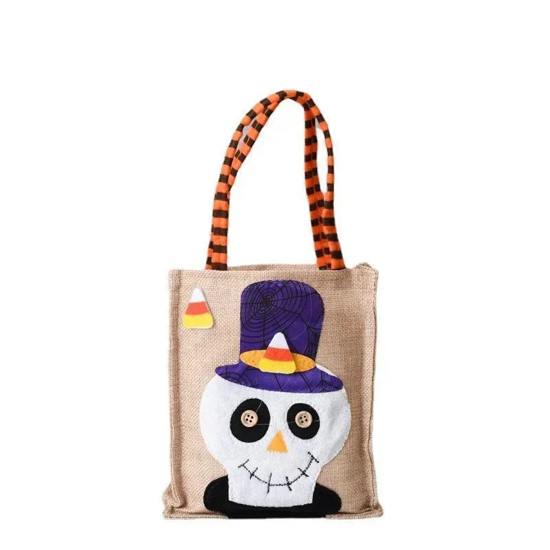 Halloween Decorations Party Gift Basket Pumpkin Ghost Felt Linen Candy Basket Bag for Kids Child