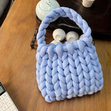 Women Crochet Bag Handbag Woven Chunky Shoulder Bag for Spring Summer,Women Shoulder Bag Handbag Beach Travel Underarm Bag
