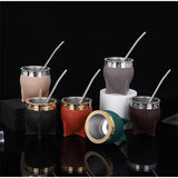 Creative Double Wall 260ml Stainless Steel Yerba Mate Tea Cup Tumbler Beer Pint Coffee Mug Gifts For Friend No Straw