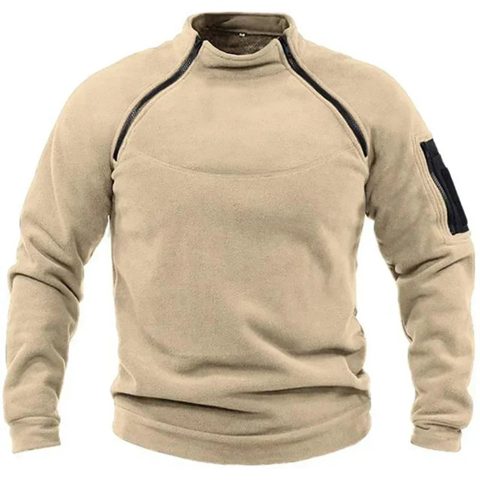 Men's Tactical Hoodies Fleece Windproof Side Zipper Jacket Sweatshirt Spring Autumn Standing Collar Casual Pullover Outdoor Tops