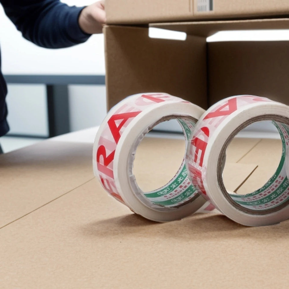 48mm×50M Packaging Tape Roll: Made of PP Material with Fragile Warning Reminder, Adhesive for Marking & Securing