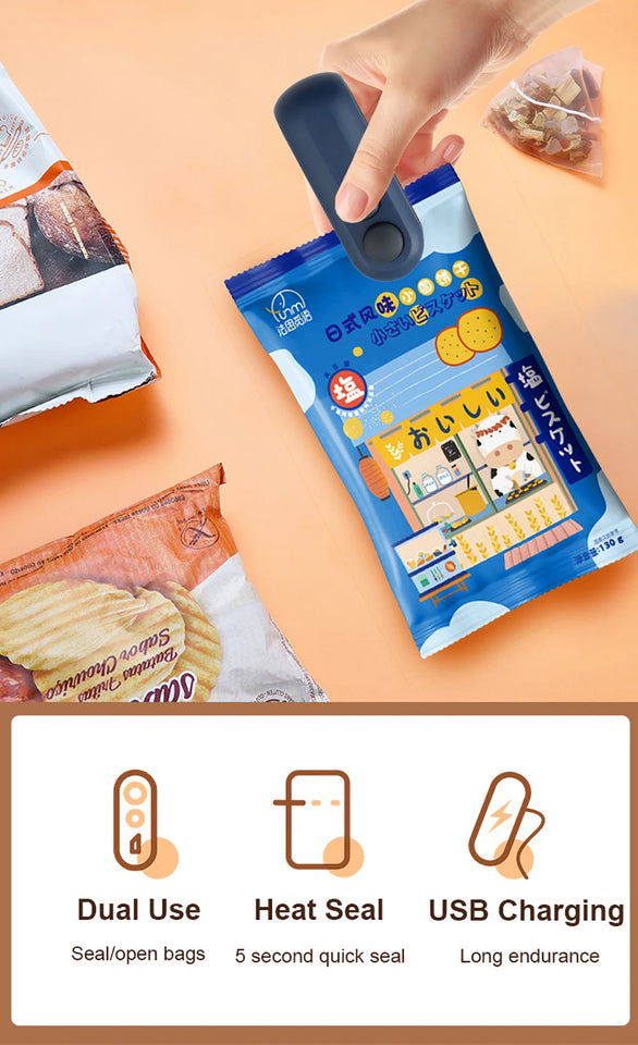 Mini Heat Bag Sealing Machine Portable Plastic Bag Sealer Handheld Mini Heat Sealer Food Packaging Plastic Bag Sealing Machine