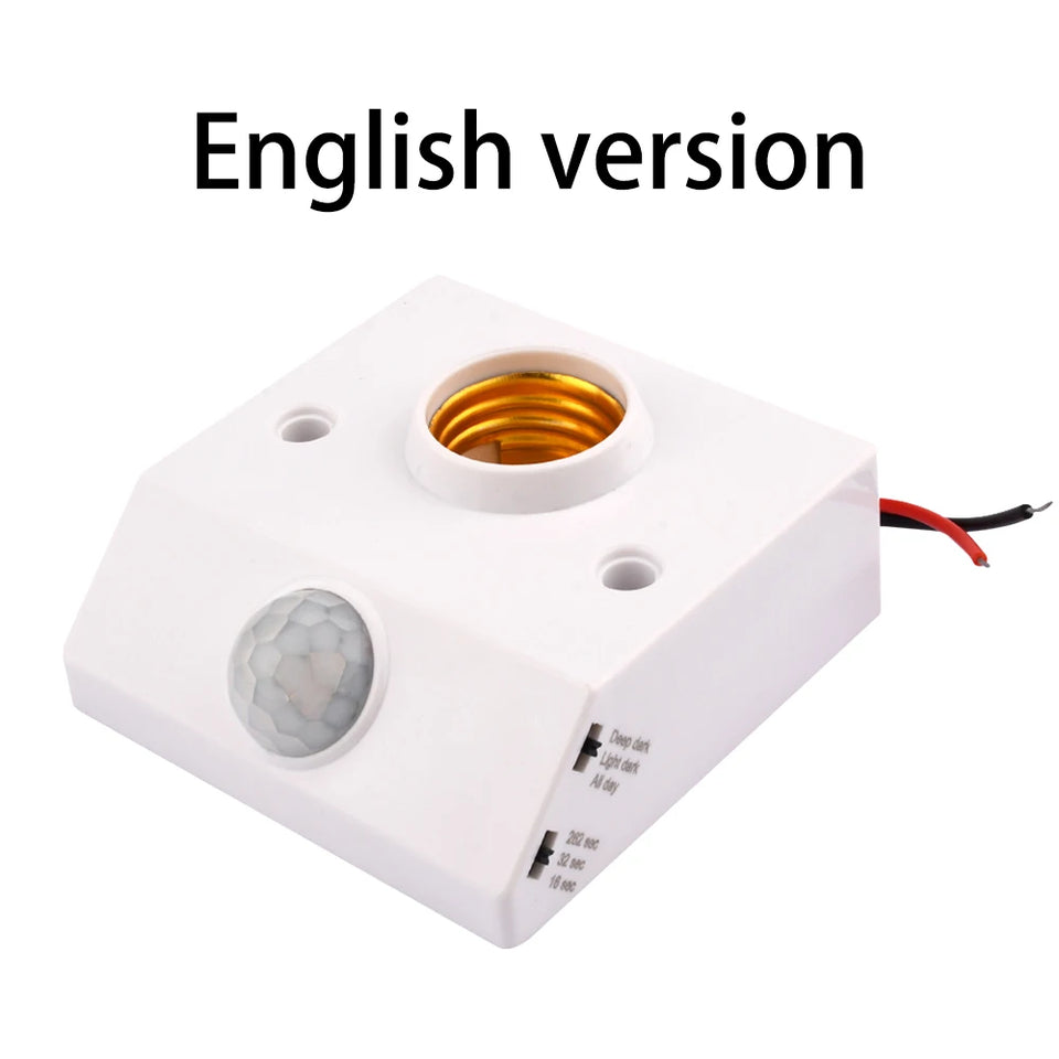 Motion Sensor Light Socket Adapter Holder with Infrared Sensor 110-240V E27 LED Bulb Base PIR Motion Detector Wall Lamp Holder