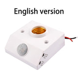 Motion Sensor Light Socket Adapter Holder with Infrared Sensor 110-240V E27 LED Bulb Base PIR Motion Detector Wall Lamp Holder