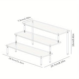 3-Tier Clear Acrylic Display Stand Jewelry Makeup Cupcake Organizer Transparent Shelf Sturdy Base Space-Saving Storage