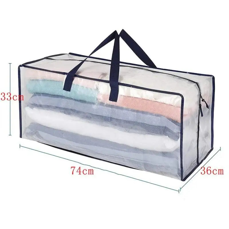 Large Capacity Closet Storage Bag; Sealed with Double Zipper, Transparent and Waterproof.