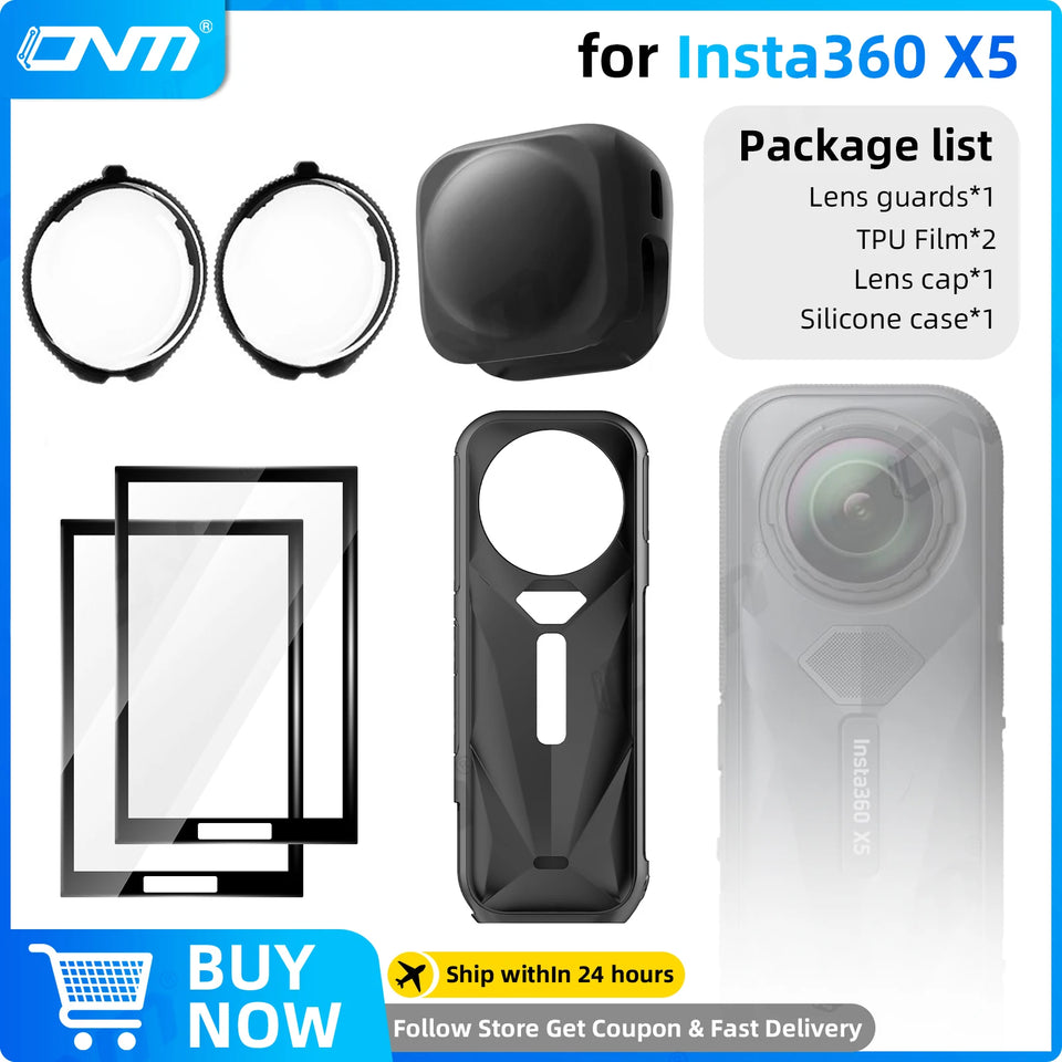 Accessories Set for Insta360 X3 X4 X5 Lens Guard Screen Protector Storage Bag Silicone Case Lens Cap Protective Frame Insta 360