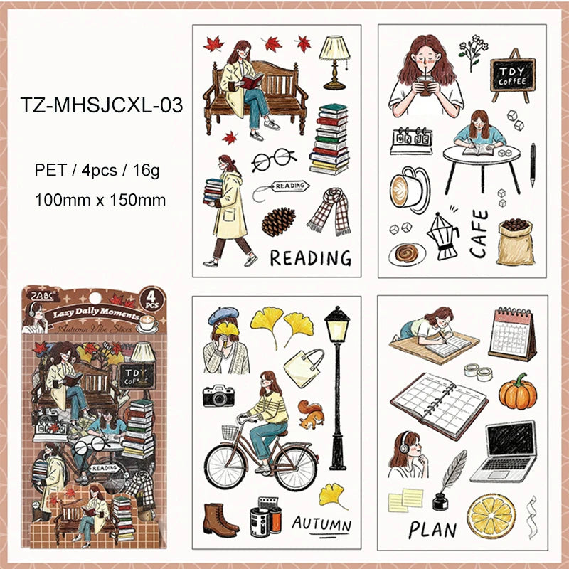 JIANWU Good Collection Book Series Vintage Life Character Landscape Material Collage PET Sticker Creative DIY Journal Stationery