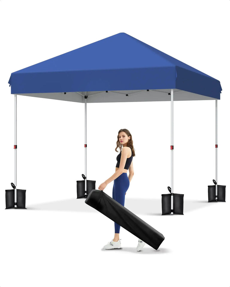 10x10 FT Pop Up Canopy Tent with 3 Adjustable Heights – Outdoor Sun Shade Shelter, 4 Sandbags & Carry Bag, for Parties & Events