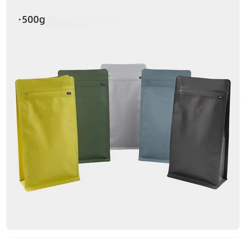 StoBag 20pcs 250g Color Matte Coffee Beans Bag Packaging with Valve Aluminum Sealed for Powder Nuts Storage Reusable Pouches