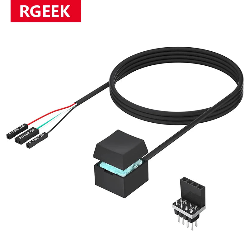 RGEEK  PC Power Button SwitchMechanical Keycaps Motherboard External Start Computer Switch On/Off Button Extension Cable