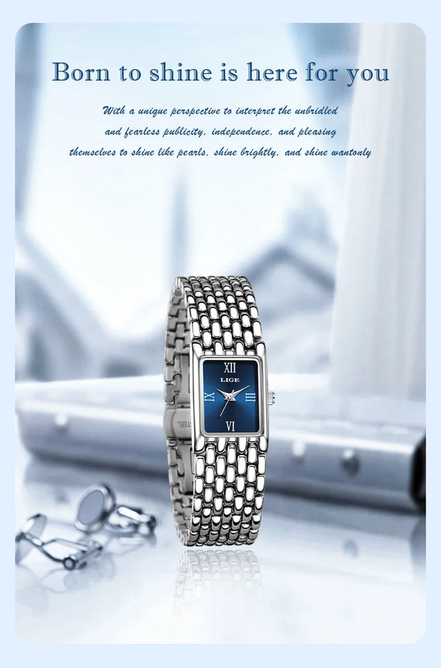 LIGE new 2025 women's watch quartz stainless steel strap women watches luxury casual waterproof retro fashion ladies watch reloj