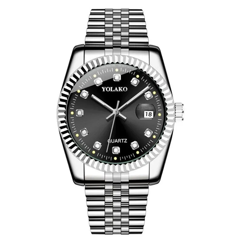 Fashion Diamond Calendar Mens Watches Business Luxury High Quality Quartz Watch For Men Stainless Steel Wristwatch Reloj Hombre