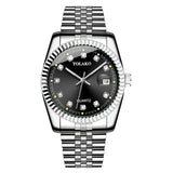 Fashion Diamond Calendar Mens Watches Business Luxury High Quality Quartz Watch For Men Stainless Steel Wristwatch Reloj Hombre