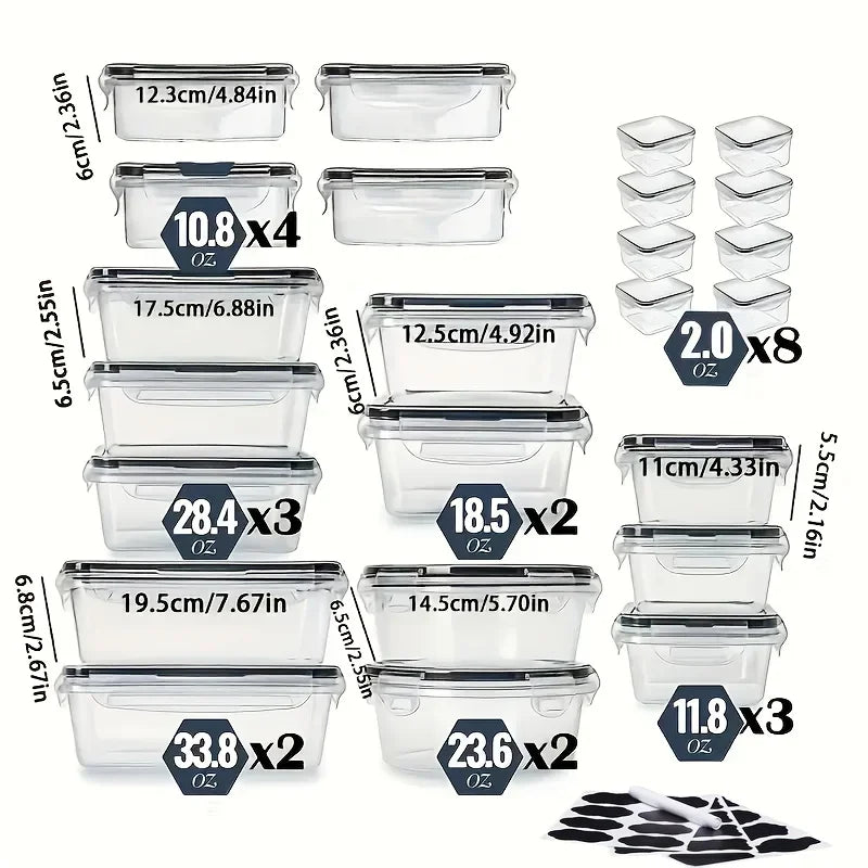 48-Piece Leakproof Food Storage Containers Set, BPA-Free, Stackable Meal Prep, Easy-Snap Lids, Includes Labels & Marker
